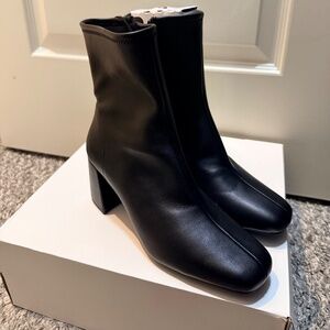 Black leather ankle booties